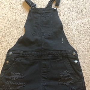 Black Overall Jean Shorts